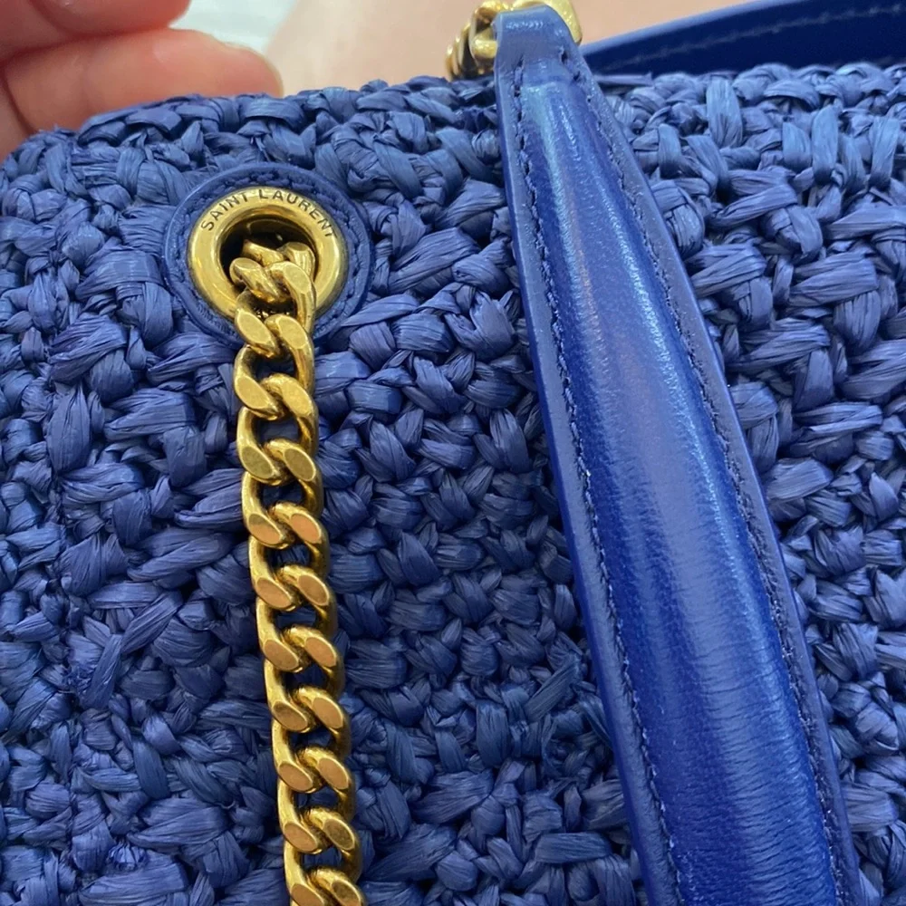 Jamie Medium YSL Crochet Raffia Shoulder Bag. - Picture 5 of 8